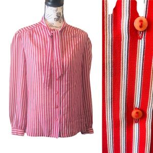 80’s Sheer Woman Blouse, Vintage Blouse, Size M